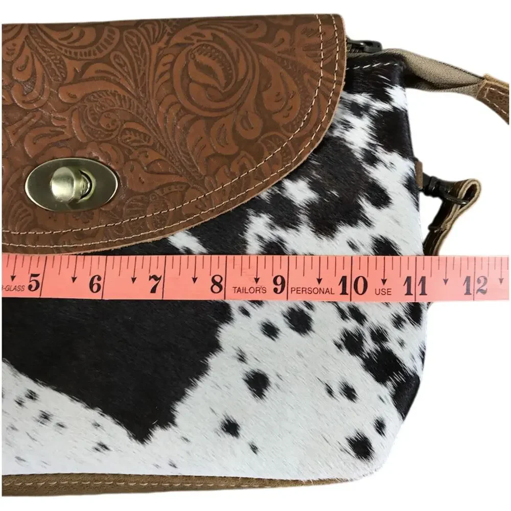 MYRA BAG Handcrafted Leather Cowhide Crossbody Brown Bag Unique Boho Cowgirl NWT